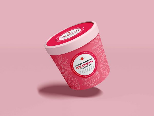 现代冰淇淋罐装模型包装样机PSD源文件